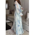 thumbnail image 6 of Women's Floral Bohemian Maxi Dress with Balloon Sleeves Tiered Smocked Drawstring 75% Polyester 25% Chiffon Elegant, 6 of 7