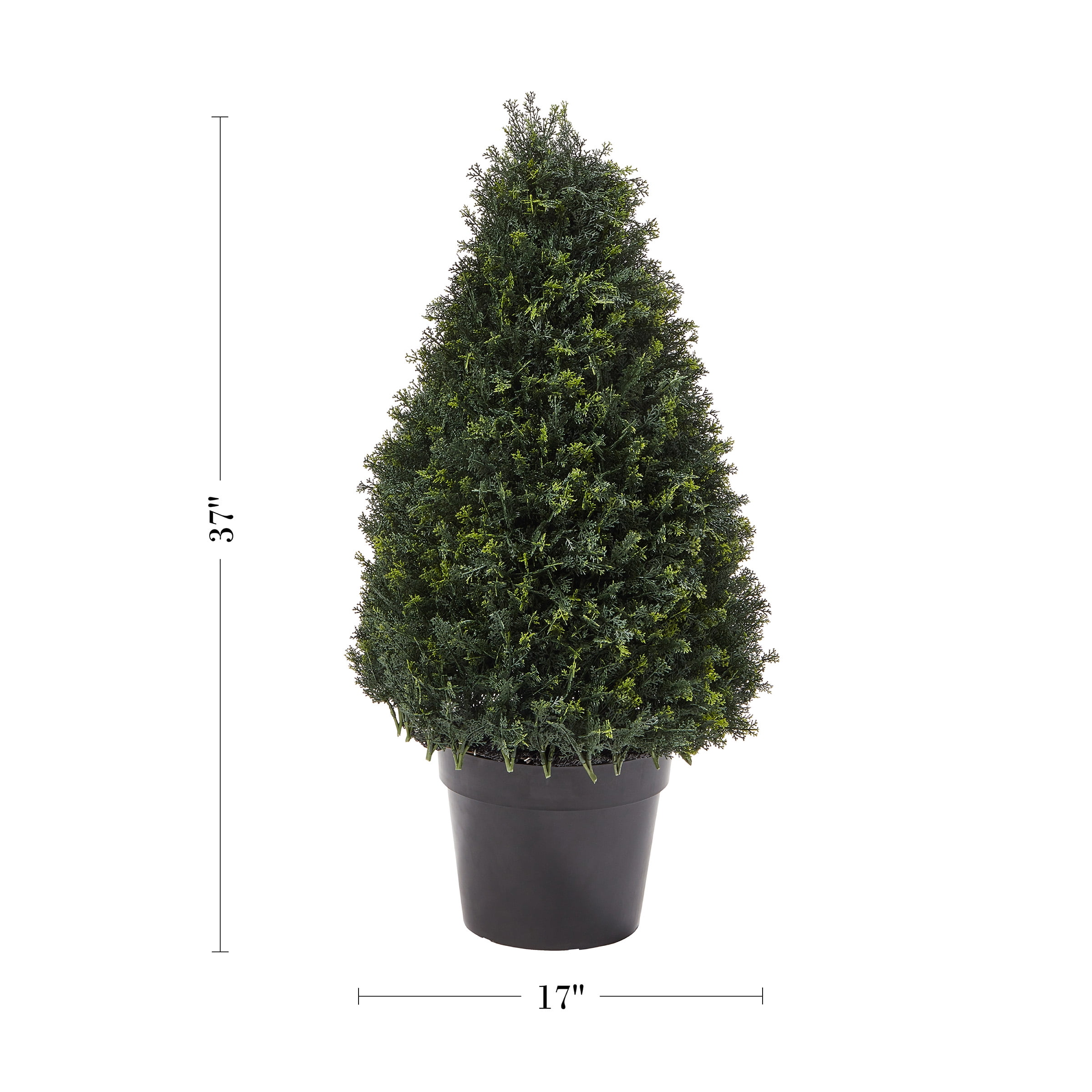 Pure Garden Artificial Cypress Topiary- Tower Style Faux Plant in Sturdy Pot - Potted Shrub 37”