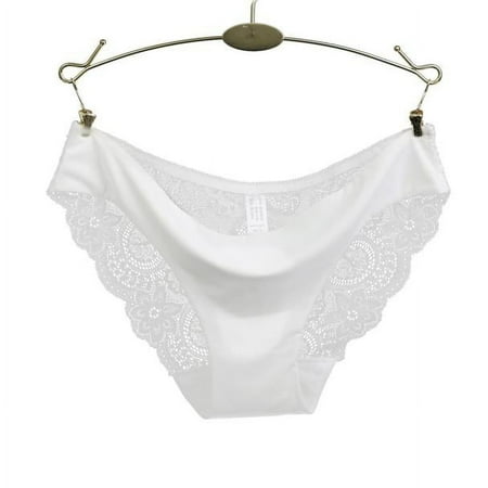 Betiyuaoe Women Underwear Briefs lace Seamless Cotton Panty Hollow White/L Panties