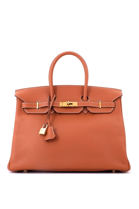 Pre-Owned Birkin Handbag Etrusque Clemence with Gold Hardware 35 By Rebag