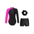thumbnail image 2 of Haitryli Kids Girls Long Sleeve Gymnastics Leotards with Shorts Skating Dance Outfits Hair Scrunchie Rose&Black 14, 2 of 5