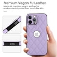 thumbnail image 2 of Compatible WIth iPhone 13 Pro Phone Case with Logo Window,Trendy Diamond-checkered Pattern PU Leather Soft TPU Ultra Slim Anti-fall Shockproof Protective Back Cover Phone Case,Violet, 2 of 7