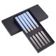 thumbnail image 1 of Zhuge 5 pares de palillos chinos reutilizables de metal con pajita de trigo, palillos chinos portátiles de acero inoxidable para cajas bento, escuela, hogar, oficina, uso en campamentos (azul), 1 of 5