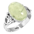 thumbnail image 1 of 925 Silver Ring For Women - Men Green Real Prehnite Stone Silver Ring Size 8.5 Simple Silver Ring Size 8.5 Gift For Girl Friend On Engagement 925 Gemstone Silver Jewelry, 1 of 6