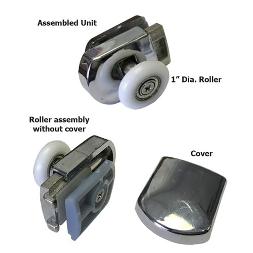 Shower Door 1" Diameter Ball Bearing Roller Assembly for Glass Sliding