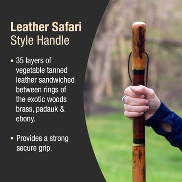 55-Inch Rustic Wood Walking Stick With Traditional Handle - Handmade In USA
