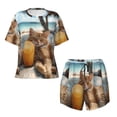 thumbnail image 4 of Picia Relaxing Cat With Orange Juice Pajamas Sets for Women Soft Short-Sleeved Pjs with Lounge Shorts Two Piece Sleepwear-Large, 4 of 9