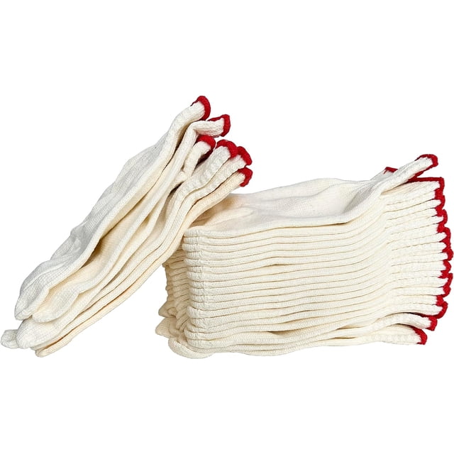 Safety Work Gloves, 24 PCS Premium Cotton Working Gloves, Reusable Washable Seamless Knit Glove with Elastic String