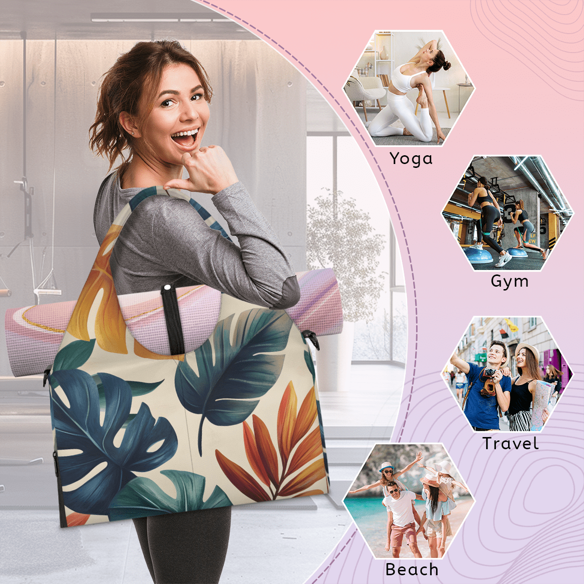 Multi-Functional Gym Bag with Shoe Compartment Duffel Bag for Yoga, Travel, Sports, and Work Fits Yoga Mat