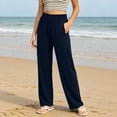 thumbnail image 4 of Lmueinov Wide Leg Pants for Woman Elastic High Waisted Straight Leg Trousers with Pockets Solid Color Loose Fit Breathable Long Pants for All-Season, 4 of 8