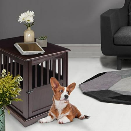Yushan Wooden Furniture End Table And Pet Crate Walmart Com
