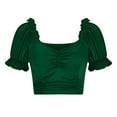 thumbnail image 3 of Annhoo Womens Summer Crop Tops Pleated Puff Square Neck Short Sleeve Shirts Slim Vacation Going out Blouses, 3 of 9
