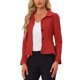 thumbnail image 4 of BLAZERS DE OFICINA S ROJO CON CUELLO PETER PAN ELEGANTE PARA MUJERES, MANGAS LARGAS Y HEM RUFFLE DE UN SOLO BOTÓN, 4 of 6