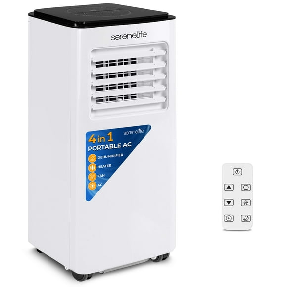SereneLife Aire acondicionado portátil 8000 BTU - Unidad de aire acondicionado compacta e independiente de un solo conducto con modos de refrigeración, deshumidificador y ventilador, eficiencia energé