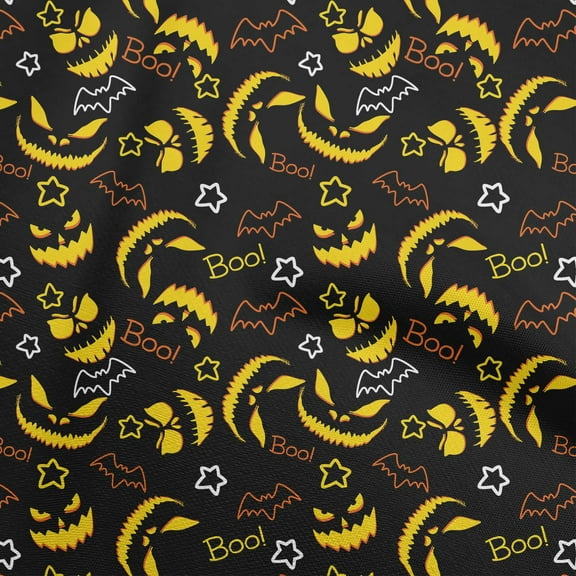 oneOone Polyester Spandex Black Fabric Halloween Craft Projects Decor Fabric Printed By The Yard 56 Inch Wide
