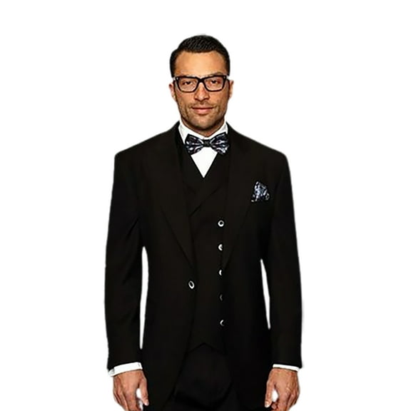 Statement Wide Leg Suit Men's Black Double Breasted Vest Florence By Alberto Nardoni Brand Designer