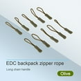 thumbnail image 1 of Edc Zipper Rope Backpack Zipper Rope 10x Zipper Pulls Slider Cord Rope Puller Ends Lock Zip Clip Buckle For Bag EDC Army Green, 1 of 5