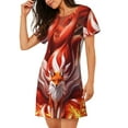 thumbnail image 2 of Haiem Red Leaf Flame Fox Print Women’s Short-sleeved Nightdress – Comfortable and Loose-Fit Sleepwear, Soft Cotton Sleep Shirt for Relaxing, Casual Nightdress, 2 of 6