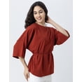 thumbnail image 2 of Moomaya Solid Long Length Top, Women Summer Tee, Casual Cotton Tshirt, 2 of 9