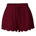 thumbnail image 1 of aidice Plus Size Shorts for Women Summer Elastic Waisted Ruched Drawstring Lace Hem Loose Casual Shorts with Pockets, 1 of 9