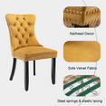 thumbnail image 6 of Contemporary Button Tufted Dining Chairs, High-end Velvet Upholstered Dining Chairs with Nailhead Back and Ring Pull Trim, Wood Dining Chairs for Living Room, Restaurant (Gloden,Set of 2), 6 of 8