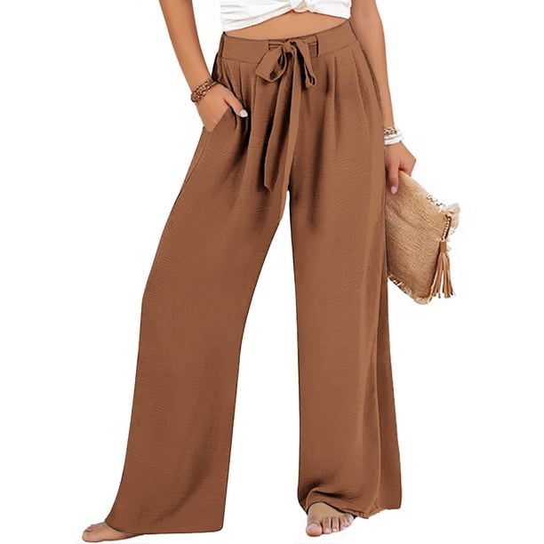 WILLBEST Pantalones Casuales elegantes para Mujer: Diseño de Yoga Elástico, Holgado y de Tubo Recto con Bolsillos de Color y Efecto de Contraste de Color para Mayor Comodidad Diaria. Grande