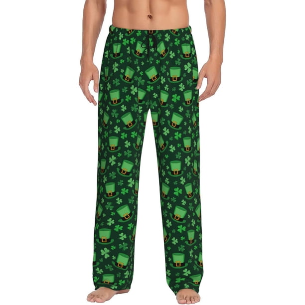 Fotbe Happy St. Patrick's Day Pantalones de Pijama para Hombre, Pantalones de Dormir, Pantalones de Casa con Cintura Ajustable y Bolsillos-Large