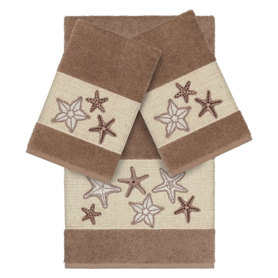 Linum Home Textiles Lydia 100% Turkish Cotton Embellished Towel Set
