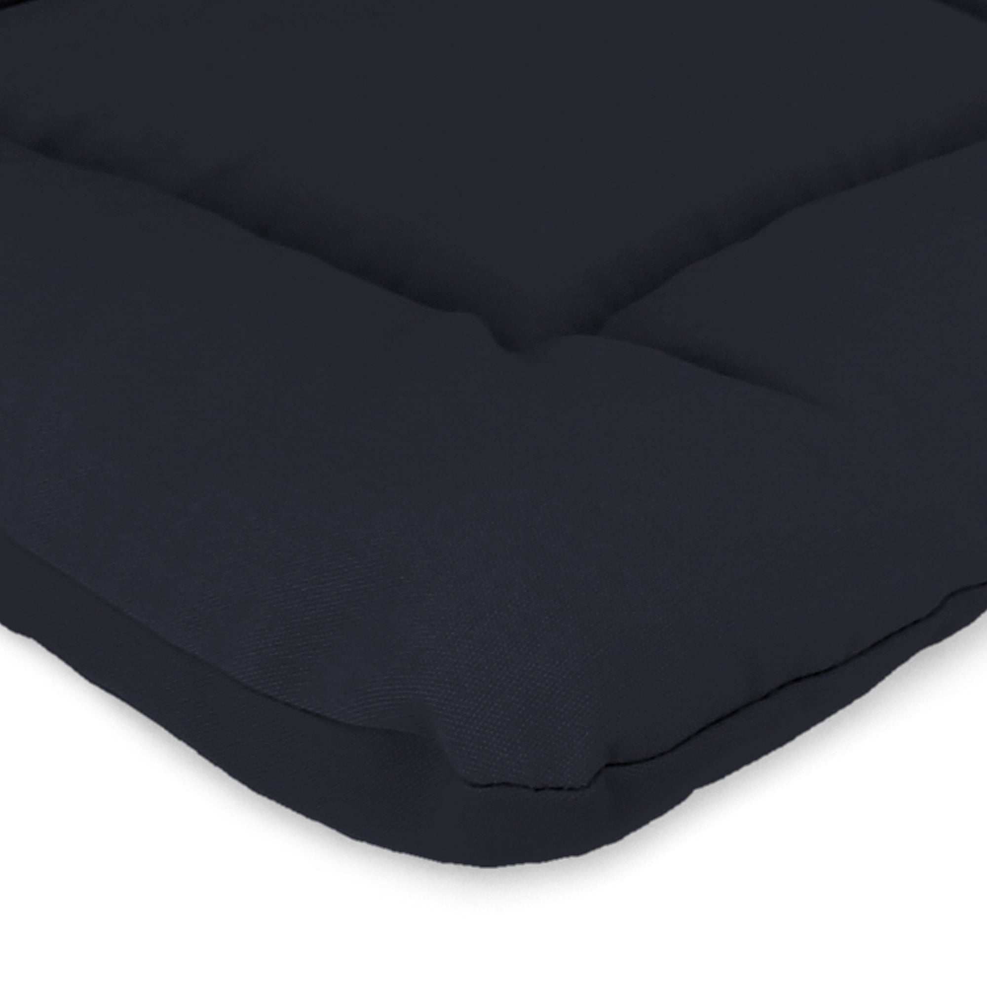 Jordan Manufacturing 38" x 21" Navy Solid Rectangular Outdoor Wrought Iron Chair Cushion with Ties and Hanger Loop
