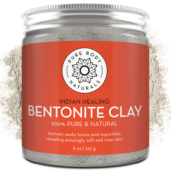 Bentonite Clay Powder for DIY Detox Body & Face Mask Pore Cleansing, (8.0 oz) by Pure Body Naturals