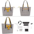 thumbnail image 2 of Mosiso Laptop Tote Bag for Women, 15.6 inch PU Leather Shoulder Handbags Large Capacity Work Business Travel Briefcase Handbag School Everyday Tote Bag with Bowknot, Yellow, 2 of 7