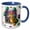 Blue/White, variant on 3drose, Image of Crocodile Says Mardi Gras Time on Purple Gold Balloons, 11oz Two-tone Red Mug