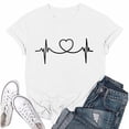 thumbnail image 4 of Lightweight Wrinkle Free Shirt for Everyday Style Women's Stretchy Cotton Blend Crop Tops Keyhole Neck Casual Tee with Cutout Shoulder & Heart Print, 4 of 5
