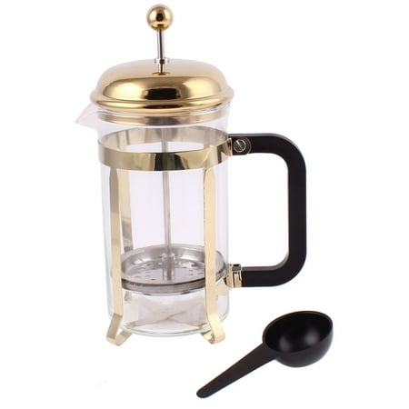 Gold Tone French Press Filter Glass Pot Teapot Coffee Tea Maker Plunger 600ml - Walmart.com