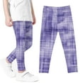 thumbnail image 5 of Toddler Girl Leggings Plaid Criss Cross Trendy Stretch Comfortable Cotton Pants Lightweight Skinny Kids Fall Outfits, Purple, 3 Years, 5 of 6