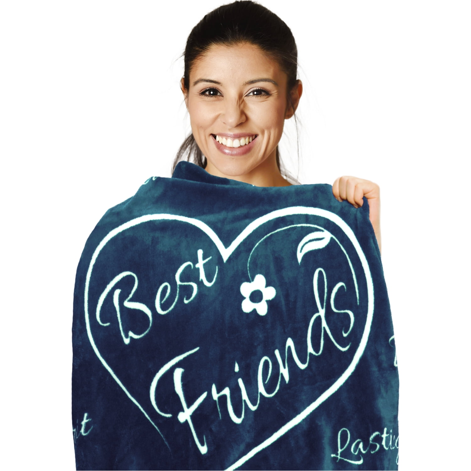 Best Friend Blanket by ButterTree Gifts for Best Friend (Blue Fleece