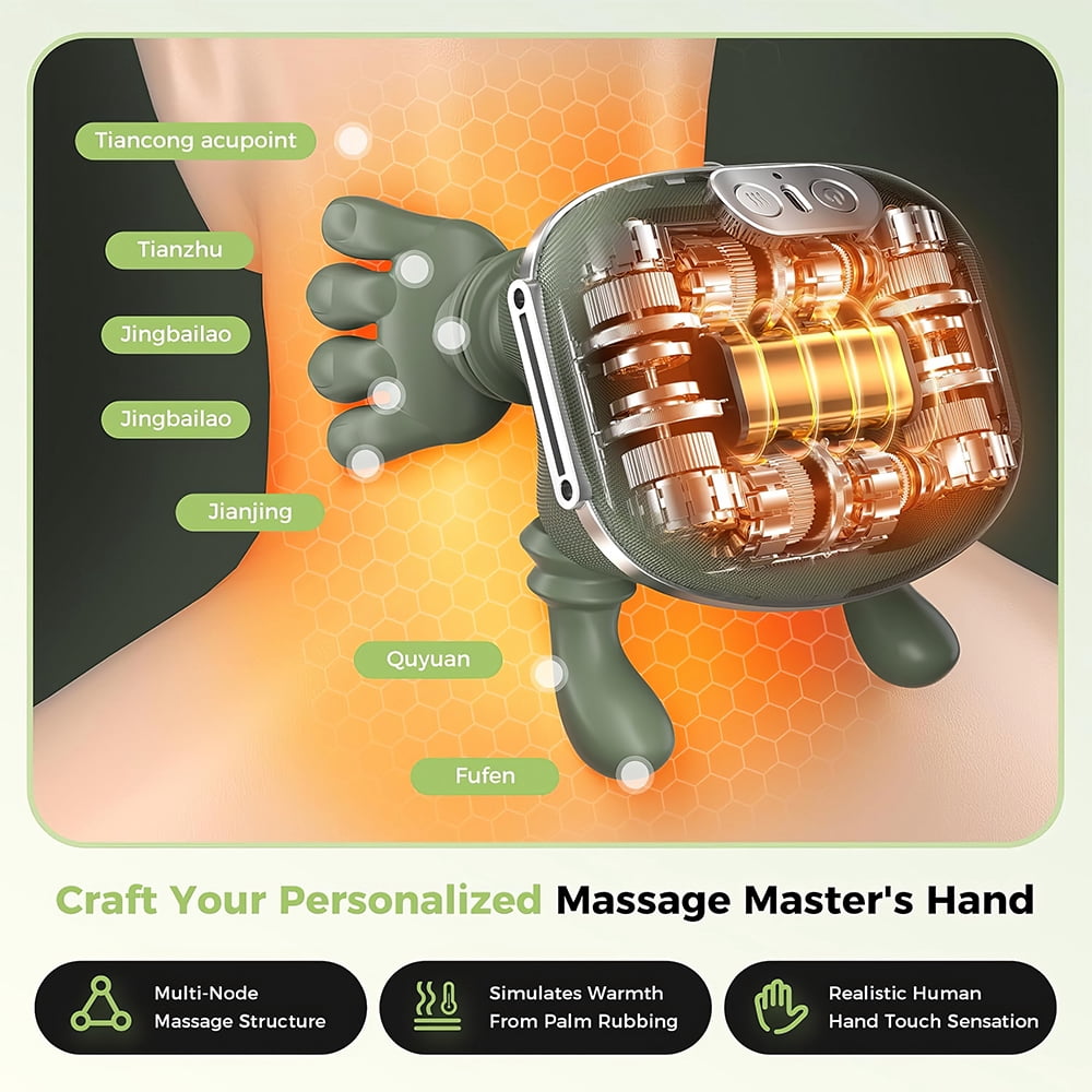 PEPWELL 4D Neck and Shoulder Heat Massager, Wireless Portable Neck Massager, Relieves Muscle Pain, Simulates Deep Tissue Massage of Human Hand, Ideal Gift