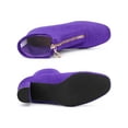 thumbnail image 3 of BLISSFUL STEP Women's Faux Suede Square Toe Front Zip Block Heel Ankle Boots Purple (Size 7), 3 of 5