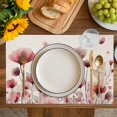 thumbnail image 4 of Pink Flowers Placemats Set of 12, Spring Watercolor Botanical Floral Beige Placemats for Dining Table, Place Mats for Kitchen Tabletop, Waterproof Wipeable Dining Table Mats Set, 4 of 9