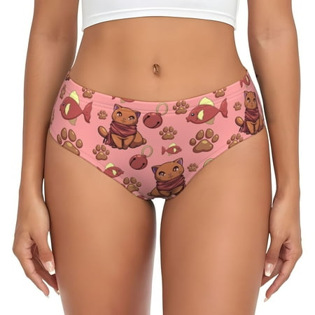 Womens Underwear - Classic Katong Cat Fish Pink No Show Seamless Underwear for Women  Soft Stretch Womens Panties  Hipster Ladies Panties Bikini Underwear Briefs
