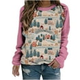 thumbnail image 1 of Birdeem Blouse de Noël Imprimée à Manches Longues pour Femmes, Col Rond, Tunique Décontractée, 1 of 1