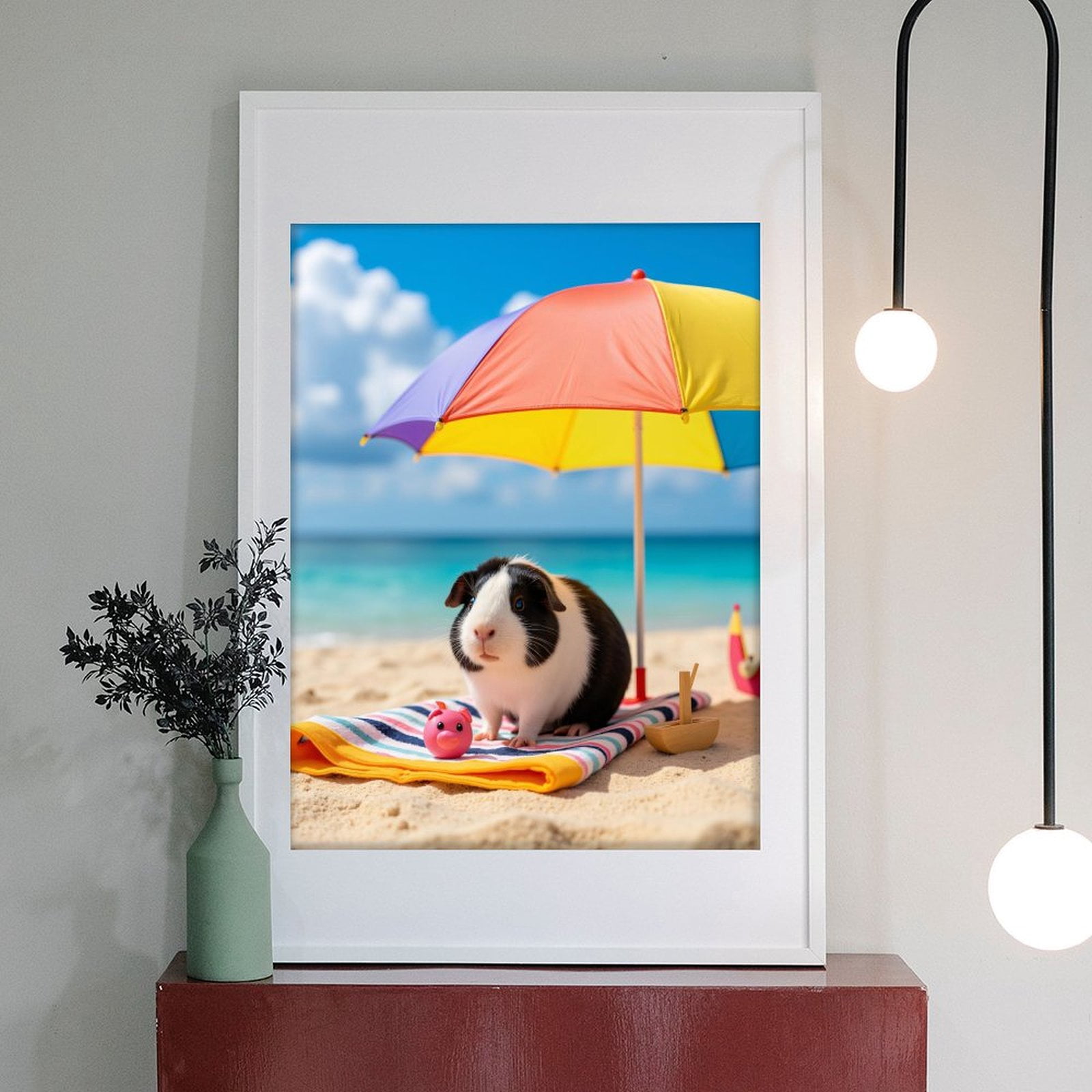 Diamond Art Kit for Adults, Beach Picnic Guinea Pig Relaxing Diamond Painting for Adults Beginners, DIY Diamond Art Painting Kits, 5D Diamond Painting Crafts for Home Decor 12x16 Frameless