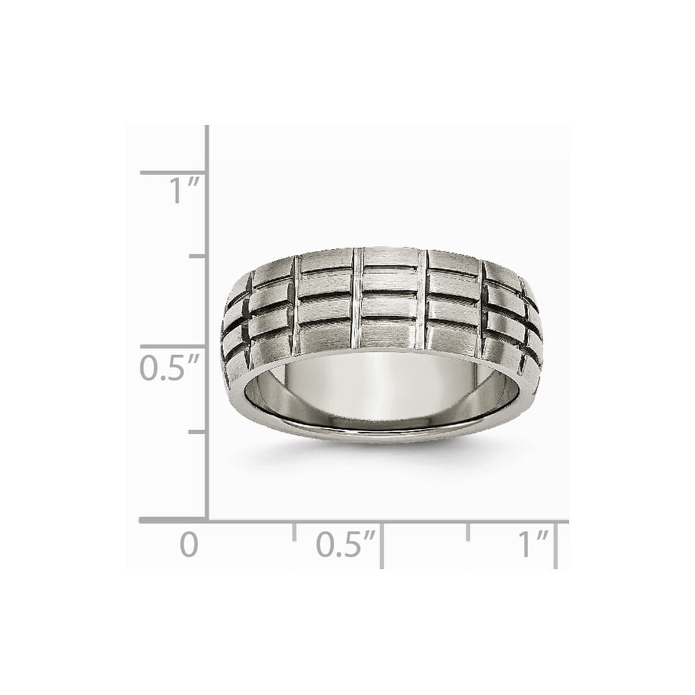Titanium Notched & Grooved 8mm Satin Band Best Quality Free Gift Box Titanium Notched & Grooved 8mm Satin Band Best Quality Free Gift Box