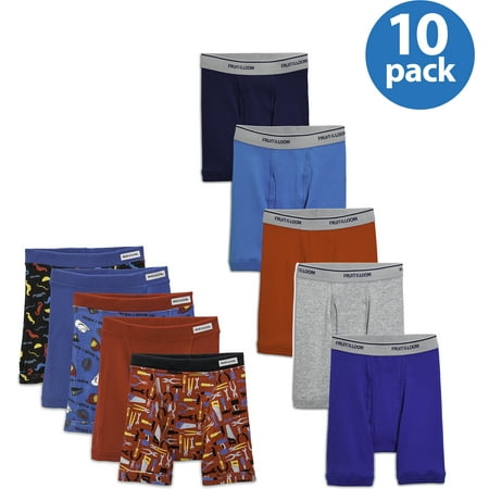 Fruit of the Loom Toddler Boy Boxer Briefs, 10-Pack Mix & Match Value