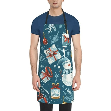 

Picia Christmas Snowman Gift Waterproof Apron for Unisex Adult - Adjustable Bib Apron with Pockets Ideal for Cooking Gardening Painting and Household Chores