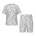 thumbnail image 1 of Cauagu Ensemble de Pyjamas à Manches Courtes Noir et Blanc pour Enfants, Ensemble de Pyjamas d'Été à Col Rond 2 Pcs Parfait pour Petits Garçons Filles-4x-Grand, 1 of 6