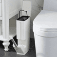 thumbnail image 2 of Bathroom Trash Can, Toilet Brush Set, Small Ultra-Thin Plastic Can with Lid Coffe, 2 of 6
