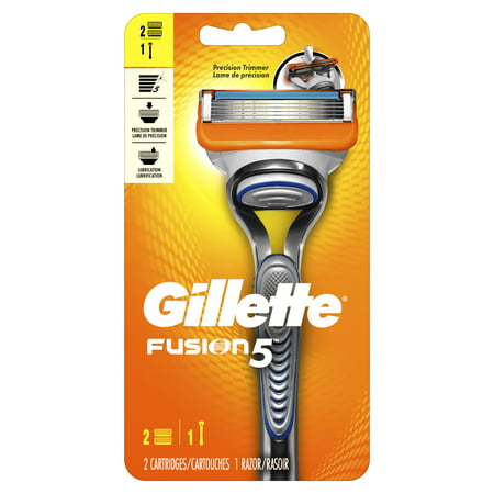 Gillette Fusion5 Men's Razor, Handle & 2 Blade (Best Razor For Shaving Balls)