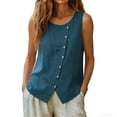 thumbnail image 4 of Fewfanhot Womens Tops Trendy Summer Casual Sleeveless Button Down Tank Tops Fashion Work Waistcoat, 4 of 5