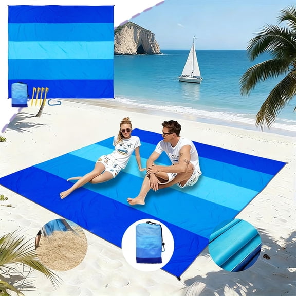 Byujiro Extra Large Beach Blanket 79x83in Superfine Fiber Double-Sided Beach Towel Thickened Rectangle Beach Mat for Beach, Camping, Picnic, Sandproof & Quick-Dry, Lightweight with Carry Bag